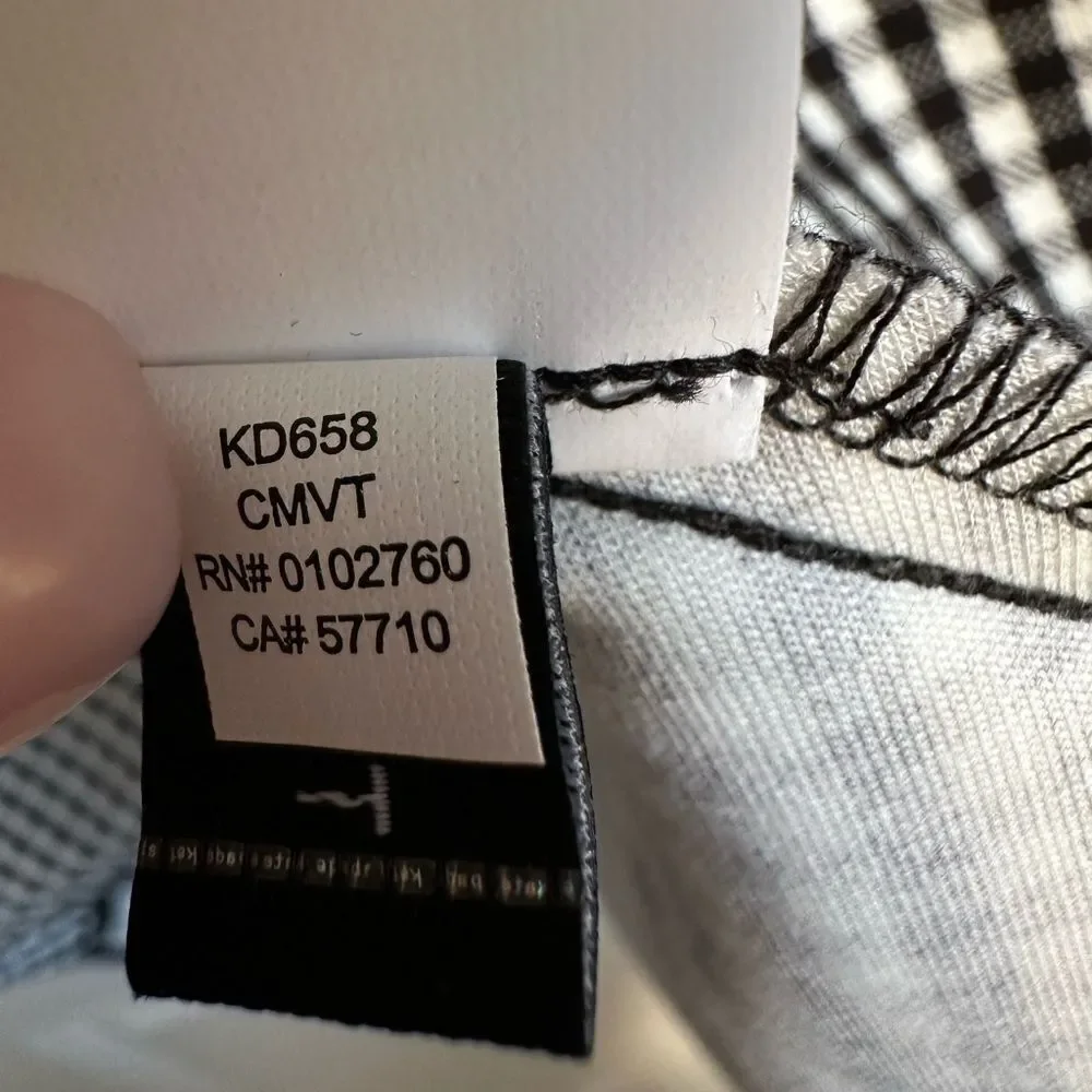 NWT Kate Spade Jazzy Gingham Scalloped Ponte Dress black white‎ size S fit flare
